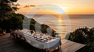 Romantic Sunset Dinner Table overlooking the Ocean