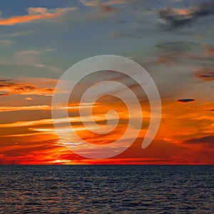 Romantic sunset over the sea