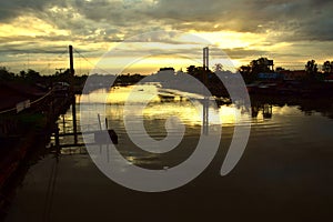 romantic sunset river