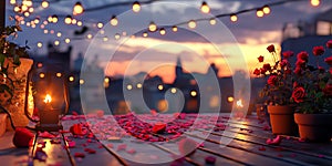 Romantic Sunset Rooftop Scene
