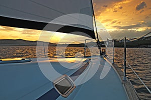 Romantic sunset on the sailboat