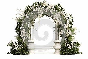 Romantic Symbol Isolated Wedding Arch Illustration on Transparent Background. Generative AI