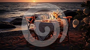 Romantic table setting on the beach