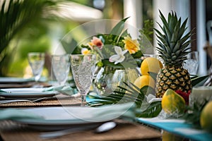 Romantic table setting with candles and flowers