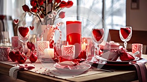 Romantic table setting, Valentine s Day