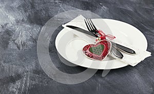 Romantic table setting for Valentines day