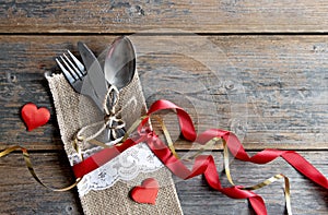 Romantic table setting valentines day background