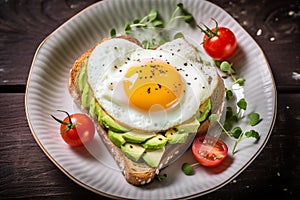 Romantic tasty healthy breakfast for Valentine's Day.