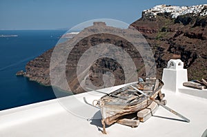 Romantic terrace amid Santorini caldera