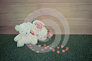 Romantic toy Bear in wedding scene