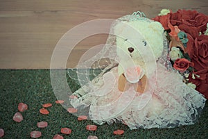 Romantic toy Bear in wedding scene