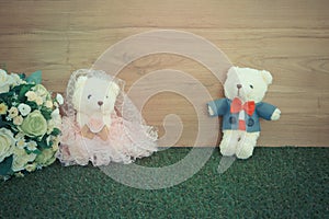 Romantic toy Bear in wedding scene