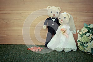 Romantic toy Bear in wedding scene