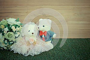 Romantic toy Bear in wedding scene