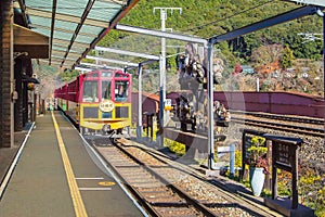 Romantic Train of Arashiyama in Kyoto, Japan