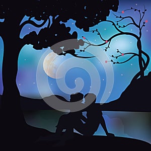 Romantic under the tree, Vector illustrations