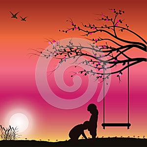 Romantic under the tree, Vector illustrations