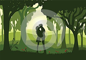 Romantic under the tree, Vector illustrations