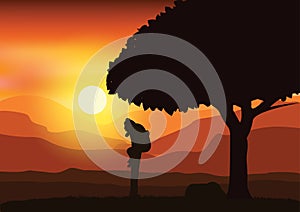 Romantic under the tree, Vector illustrations