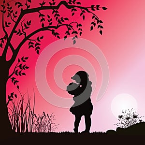 Romantic under the tree, Vector illustrations