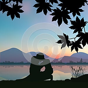Romantic under the tree, Vector illustrations