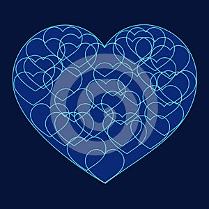 Romantic valentine card with Big blue heart