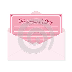 Romantic valentine\'s day letter isolated on white background.