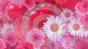 Romantic Valentine\'s Day Love Hearts and Flowers Background