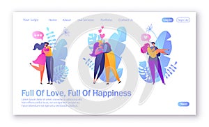 Romantic vector illustration for landing page.