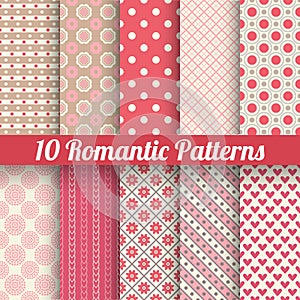 Romantic vector seamless patterns (tiling, with