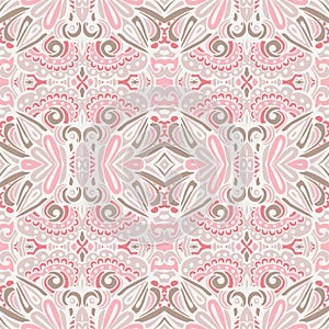 Romantic Vintage Cute pink vector seamless pattern damask Background