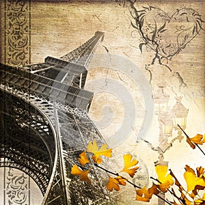 Romantic vintage Paris collage Eiffel tower