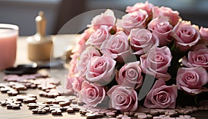 Romantic wedding bouquet pink flowers symbolize love and elegance generated by AI