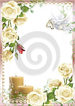 Romantic wedding invitation card with roses