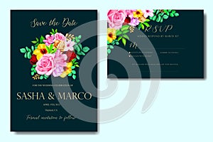 Romantic wedding invitation and rsvp template