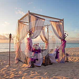 Romantic Wedding Table on Tropical Caribbean Beach