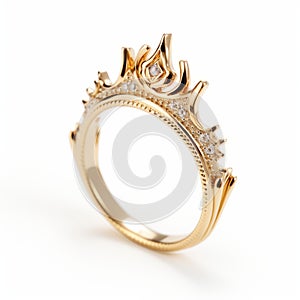Romantic Whimsy: Gold Crown Ring With Diamonds photo
