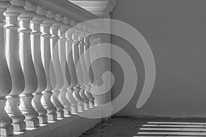 Romantic white terrace with balusters(Baldones mÃÂ«zikas skola) photo