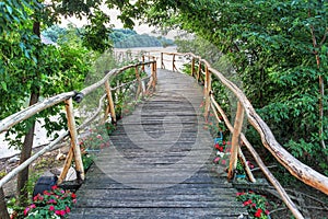 Romantic wooden bridge in Belgrade, Serbia