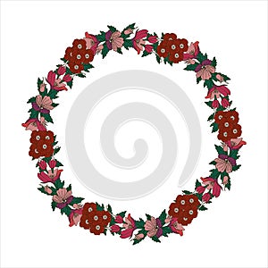 Romantic wreath with flowers and leaves. Romantic vector elements for card. Save the date and invitation