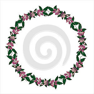 Romantic wreath with flowers and leaves. Romantic vector elements for card. Save the date and invitation