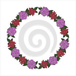 Romantic wreath with flowers and leaves. Romantic vector elements for card. Save the date and invitation