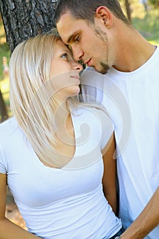 Romantic Young Caucasian Couple Sharing Love