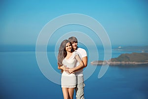 Romantic young couple in love on vacation. Travel, vacation. Hap