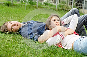 Romantic young couple relaxing