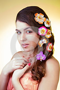 Romantic young woman with flowers