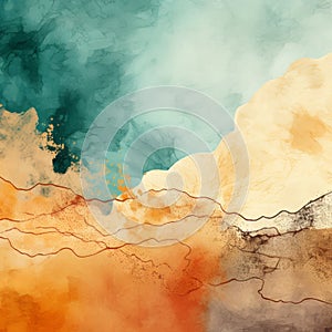 Romanticism In Digital Watercolor: Exploring Geography, Textures, And Shapes photo
