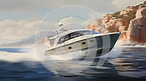 Romanticism Of The Seal: A Detailed Rendering Of A Beneteau 311 Motor Boat