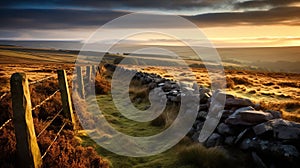 Romanticized Stone Fences: Captivating British Topographical Photography photo