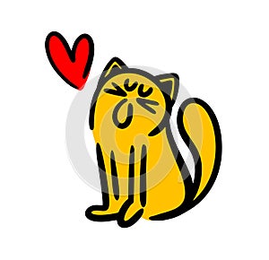 Romantick hand drawn doodle cat send you a heart with love. photo